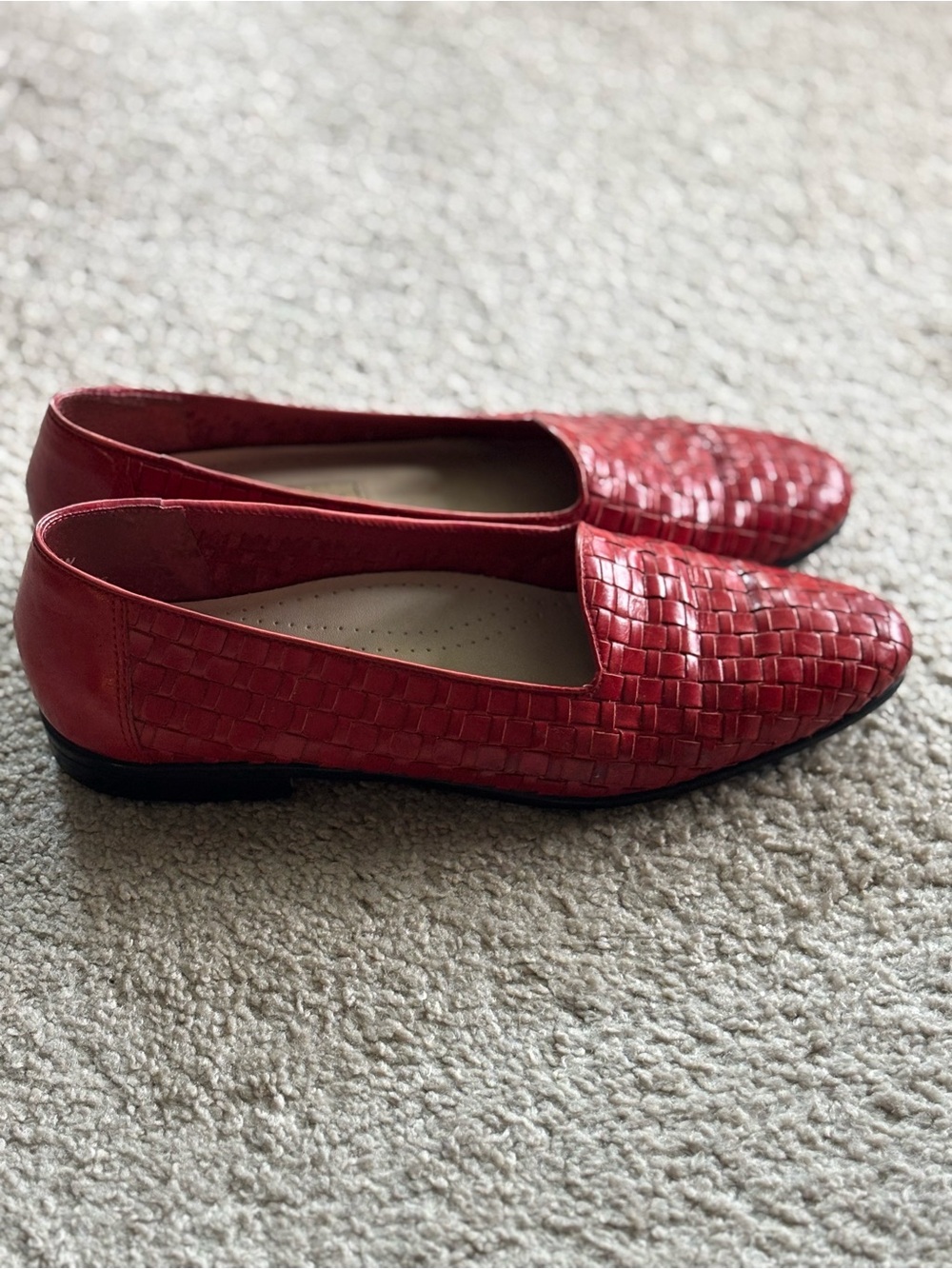 Trotters Red Woven Leather Slip-On Loafers